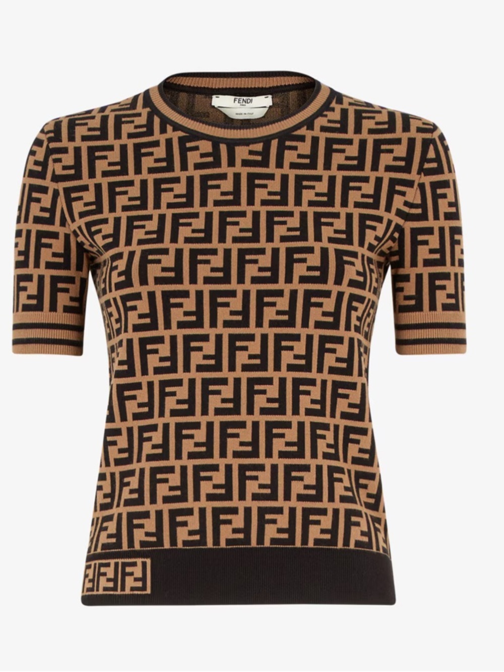 FENDI Sweater Fabric FF Motif Sweater Short Sleeve Size 44